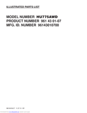 Husqvarna HU775AWD Illustrated Parts List
