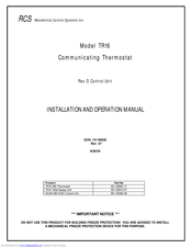 Residential Control Systems TR16 Installation And Operation Manual