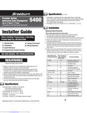 Braeburn Premier 5400 Installer's Manual