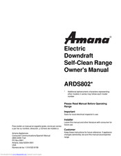 Amana ARDS802 Series Owner's Manual
