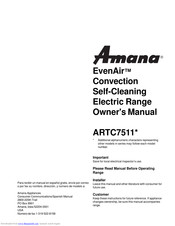 Amana EvenAir ARTC7511 Series Owner's Manual