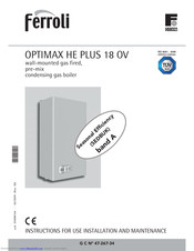 Ferroli OPTIMAX HE PLUS 18 S Instructions For Use, Installation And Maintenance