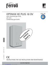 Ferroli OPTIMAX HE PLUS 18 OV Instructions For Use, Installation And Maintenance