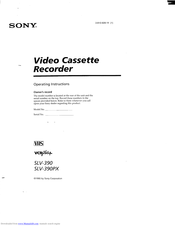 Sony SLV-390 Operating Instructions Manual