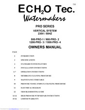 ECH2O Tec. Watermakers 900-PRO-2 Owner's Manual