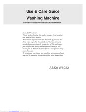 Asko W6022 Use & Care Manual