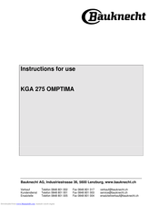 BAUKNECHT KGA 275 OMPTIMA Instructions For Use Manual