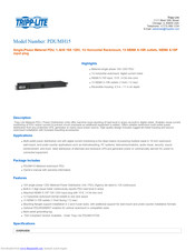 Tripp Lite PDUMH15 Specification Sheet
