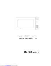 DeDietrich DME 112 Operating And Installation Manual