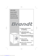 BRANDT WFH1066K Installation, Operating And Maintenance Instructions