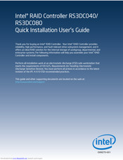 Intel RS3DC080 Quick Installation Manual