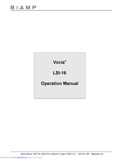 BIAMP VOCIA LSI-16 Operation Manual