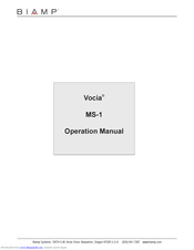 BIAMP VOCIA MS-1 Operation Manual