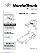 NordicTrack T16.0 Treadmill Manual Del Usuario