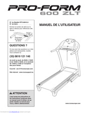 Pro-Form 600 Zlt Treadmill Manuel De L'utilisateur