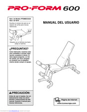 Proform 600utility Bench Manual Del Usuario
