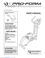 ProForm 605 Hr Elliptical User Manual