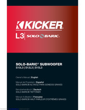 Kicker SOLO-BARIC S12L3 Owner's Manual