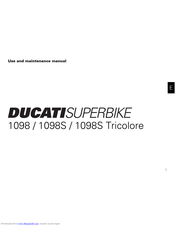 DUCATI SUPERBIKE 1098 Tricolore Use And Maintenance Manual