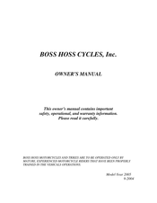 Boss Hoss Cycles Year 2005 Owner's Manual