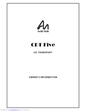 Audio Note CDT Five Owner's Information