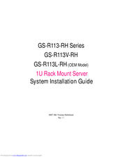 GIGABYTE GS-R113L-RH System Installation Manual