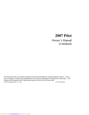 Honda 2007 Pilot Owner's Manual