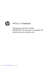 HP Envy 14 Sleekbook Maintenance And Service Manual