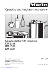 Miele KM 6319 Operating And Installation Manual