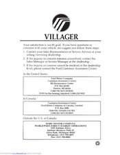 Ford 1998 Mercury Villager Owner's Manual