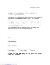 Plinius 8150 Instruction Manual