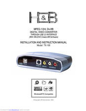 H&B TX-100 Installation And Instruction Manual
