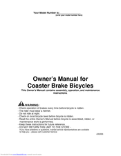 Huffy Coaster Brake Bicycles Owner's Manual