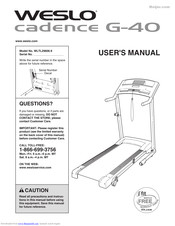 Weslo Cadence G 40 Treadmill Manuals ManualsLib