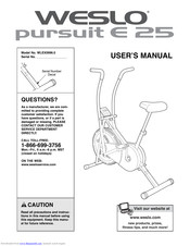 Weslo Pursuit E 25 Bike User Manual
