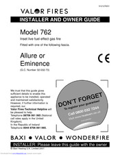 Valor Fires 762 Installer And Owner Manual
