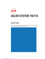 Oce COLOR SYSTEM 110 Quick Index