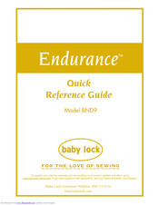 Baby Lock Endurance BND9 Quick Reference Manual