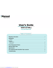 Hansol 920D+ User Manual