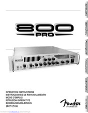 Fender 800 Pro Operating Instructions Manual