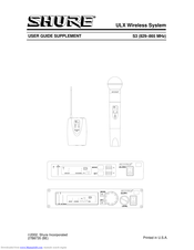 Shure ULX S3 User Manual Supplement