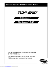 Invacare Eliminator? Owner's Operator And Maintenance Manual