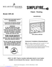 Hearth & Home Simplifyre SFE-26 Homeowner's Installation & Operating Manual
