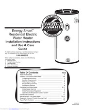 American Water Heater Energy Smart Residential Electric Water Heater Installation Instructions And Use & Care Manual
