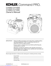 Kohler Command Pro CH940-CH1000 Owner's Manual
