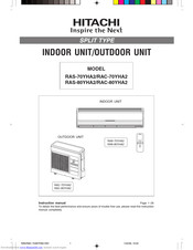 Hitachi RAC-80YHA2 Instruction Manual