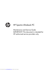 HP Spectre Ultrabook PC Maintenance And Service Manual