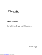 SpectraLink NetLink SVP Server Installation And Setup Manual