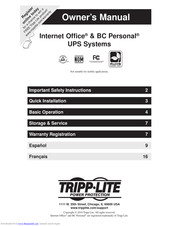 Tripp Lite Internet Office & BC Personal UPS System Owner's Manual