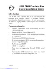 SIIG HDMI EDID Emulator Pro Quick Installation Manual